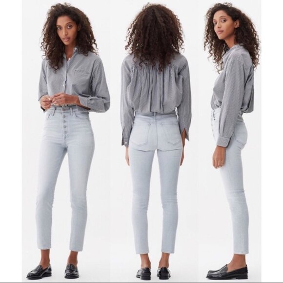 Citizens of Humanity Olivia High Waist Exposed Fly Denim Jeans in Zinc 29 - Picture 1 of 14